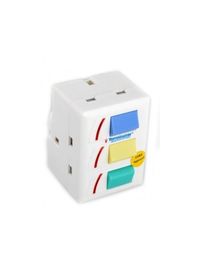 Terminator 4 way T-socket Multi-way adaptor with Individual Switches & Indicators. 
(DCL and ESMA Approved) - Alibhai Shariff Direct