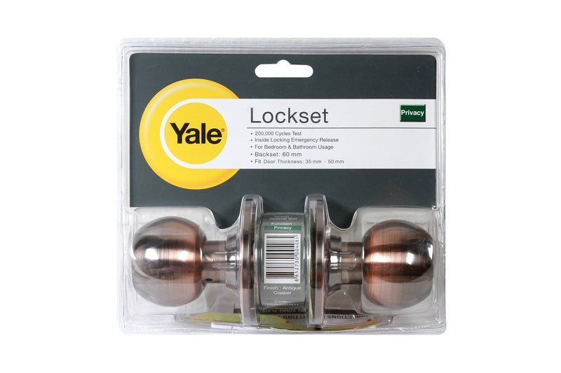 Yale bathroom knobset (blister pack) KB-DY607-BK-AB - Alibhai Shariff Direct
