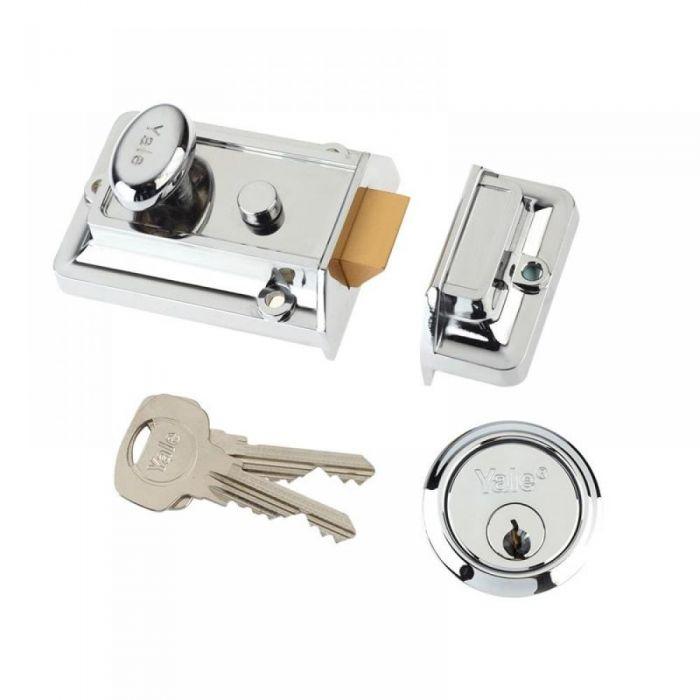 Yale traditional nightlatch - Pearl chrome ( blister pack) NL-P77-60-PC - Alibhai Shariff Direct