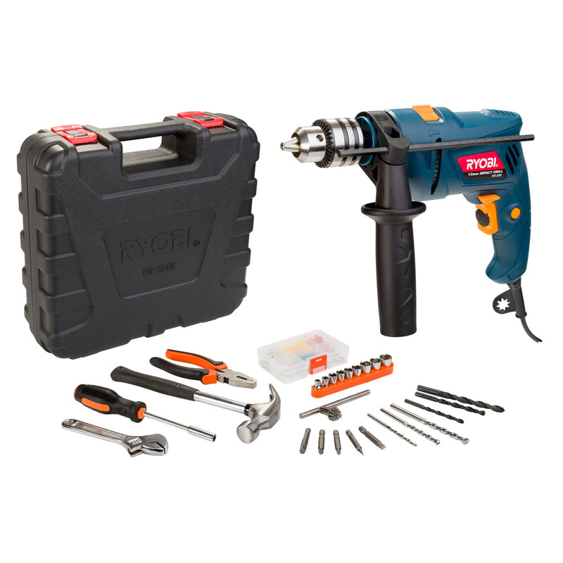 Ryobi Impact Drill Power Kit, PD-550K, 13mm, 550W - Alibhai Shariff Direct