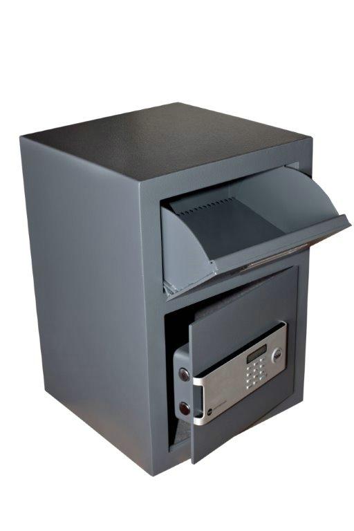 Yale professional drop safe external size 514 x 355 x 355mm internal size 255 x 349 x 279mm 32 kg grey SF-YSM-514-EG1-D - Alibhai Shariff Direct
