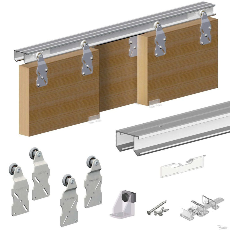 ST18 Single top sliding kit (max 45kg & track 1.8m) for light doors likr wardrobes - Alibhai Shariff Direct
