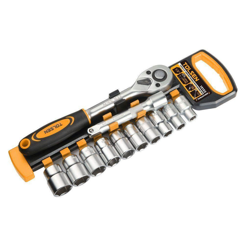 Tolsen 12pc 3/8 ratchet handle with sockets -15151 - Alibhai Shariff Direct