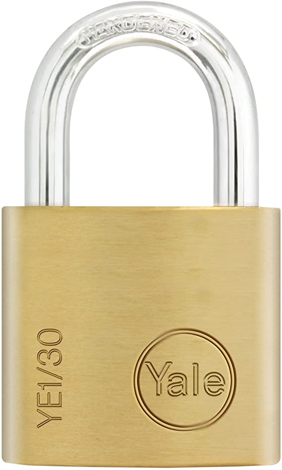 Yale PL-YE1/30/115/1 yale basic essential series 5 x 16mm 30mm brass padlock, 3 keys - Alibhai Shariff Direct