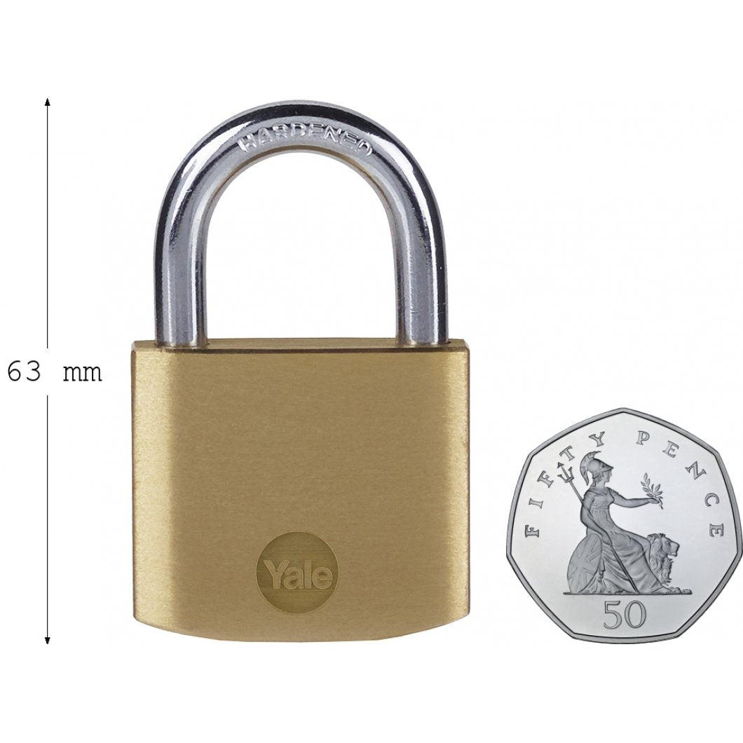 Yale PL-YE1/40/122/1 yale basic essential series 6 x 22mm 40mm brass padlock, 3 keys - Alibhai Shariff Direct