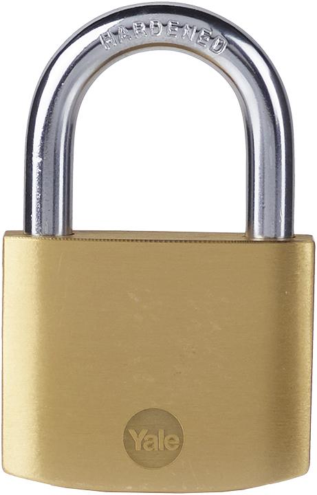 Yale PL-YE1/50/126/1 yale basic essential series 8 x 26mm 50mm brass padlock, 3 keys - Alibhai Shariff Direct