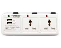 Terminator 3 x 3 way UK socket multi adaptor with 2 USB sockets (2000mAh)
ESMA Approved.
(Blister Packing) - Alibhai Shariff Direct