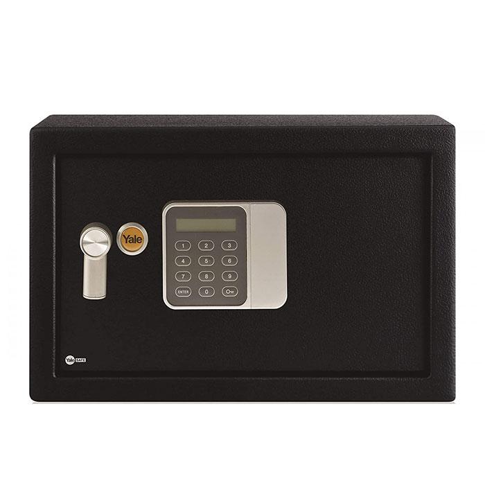 Yale medium digital safe external size 250x350x250mm internal size 240x340x200mm 10kg grey SFT-25ET - Alibhai Shariff Direct