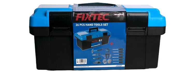 FIXTEC 26 pcs Hand Tools Set With Heavy Duty Plastic Tool Box 17