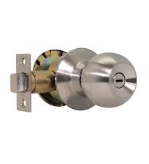 Yale round satin steel bathroom function knobset (blister pack) KB-607BK-SSS - Alibhai Shariff Direct