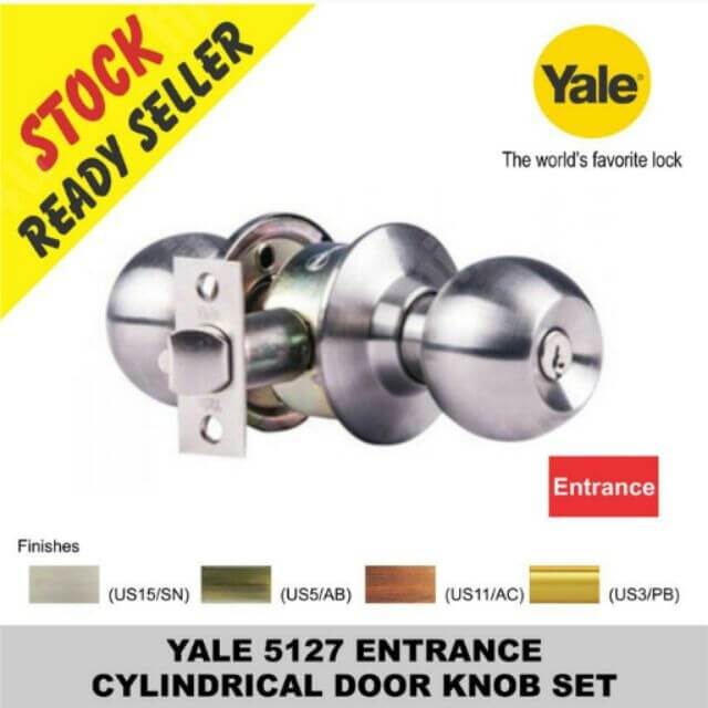 Yale round satin steel entrance function knobset (blister pack) KE-607ET-SSS - Alibhai Shariff Direct