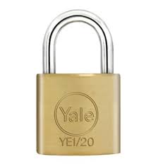 Yale 40mm brass padlock, 3 keys classic series-sawn key-basic-shackle thickness ''C'' 6.4mm, shackle opening ''D'' 23mm PL-Y110/40/123/1 - Alibhai Shariff Direct