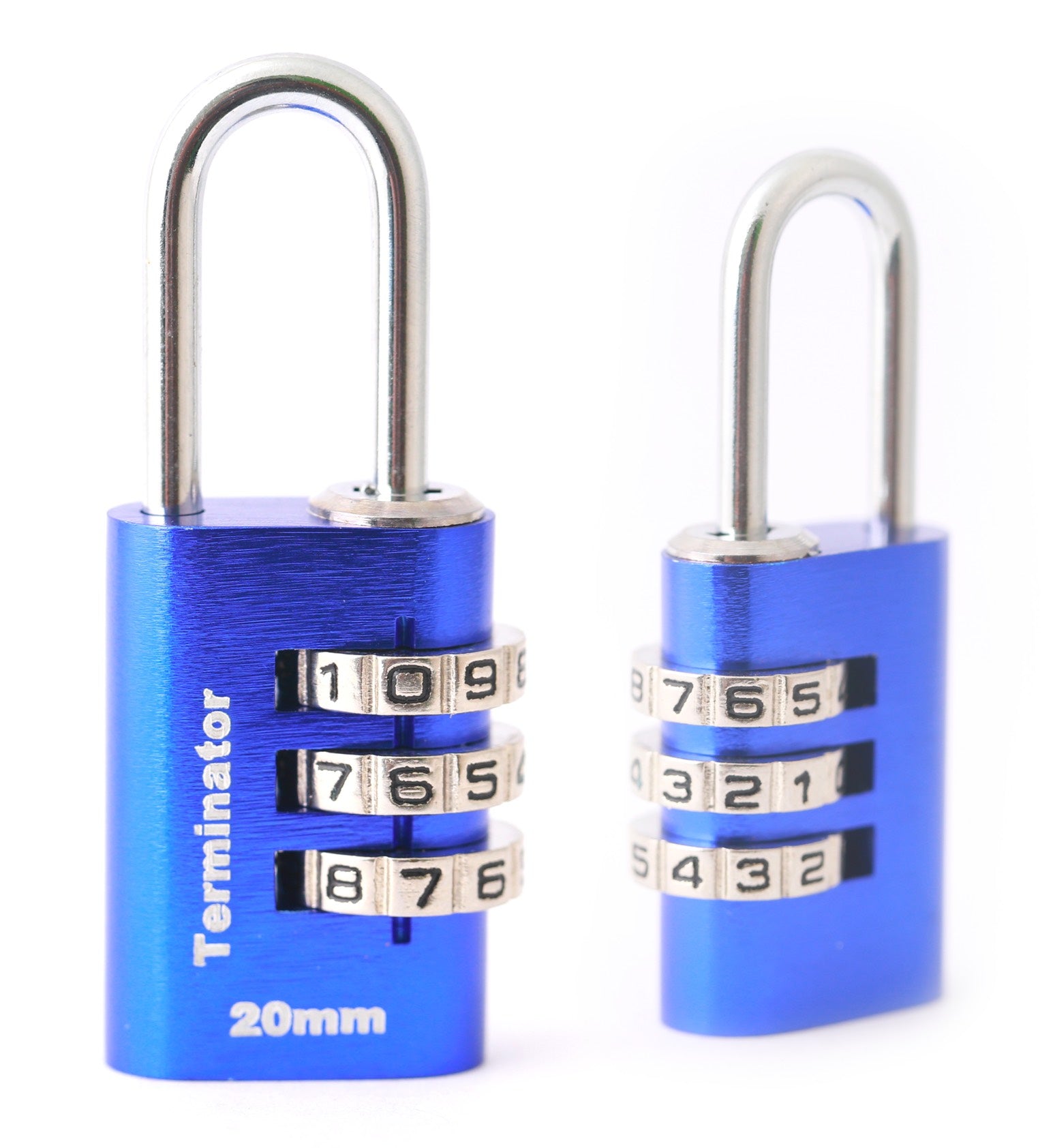 Terminator Combination pad lock with sealed blister packing (20mm) 
Available in Blue, Green, Red & Silver colors - Alibhai Shariff Direct