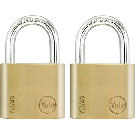 Yale PL-YE1/40/122/2 yale basic essential series 6 x 22mm 40mm brass twin padlock, 3 keys-keyed alike - Alibhai Shariff Direct