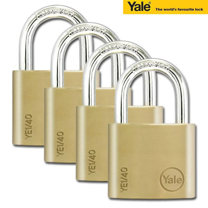 Yale PL-YE1/40/122/4 yale basic essential series 40mm 4 pack padlock, - Alibhai Shariff Direct